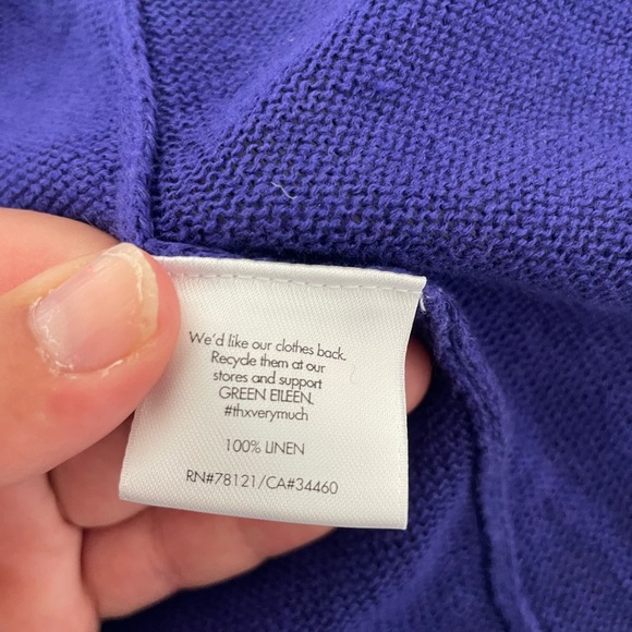 Eileen Fisher Linen Royal Blue Open Cardigan - Picture 4 of 6